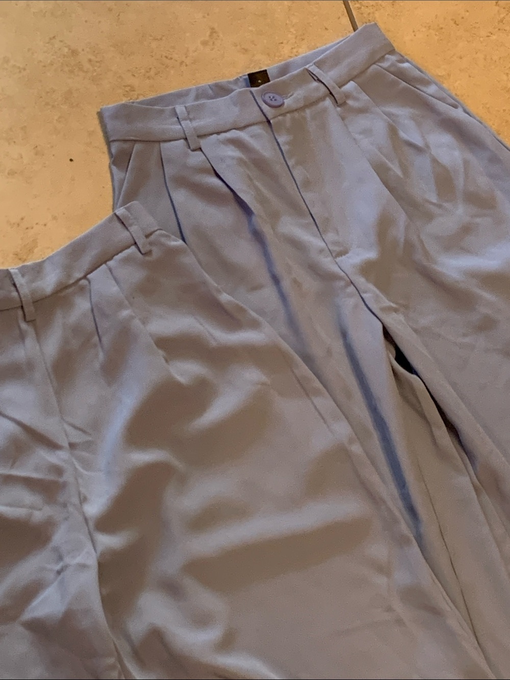 SHEIN Light Blue High-Waist Pleated Trousers